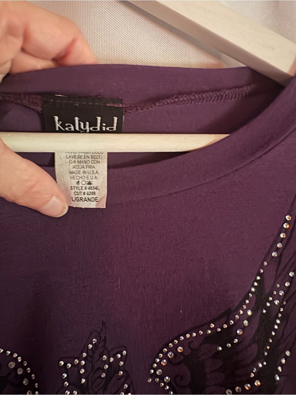 Katydid Purple Long Sleeve Tee with Embellished Wing Graphic - Picture 5 of 5
